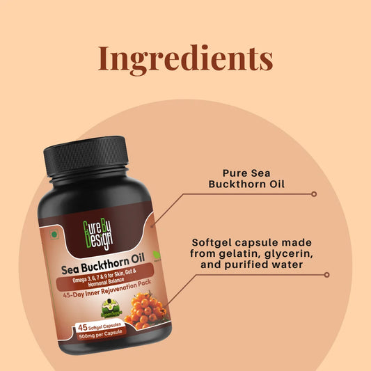 CURE BY DESIGN Sea Buckthorn Oil – Nourish Skin, Boost Energy & Protect Heart 500mg