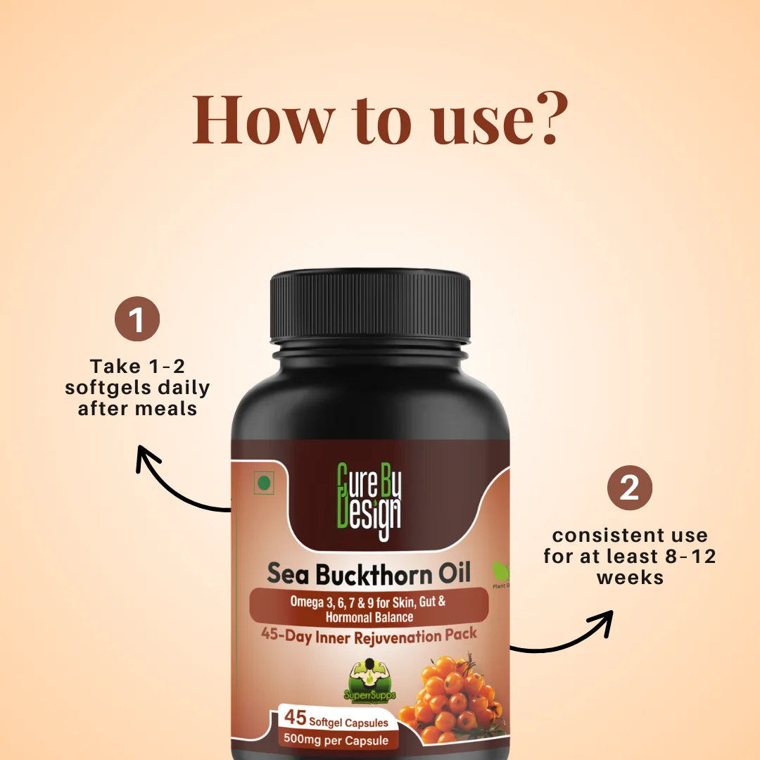 CURE BY DESIGN Sea Buckthorn Oil – Nourish Skin, Boost Energy & Protect Heart 500mg