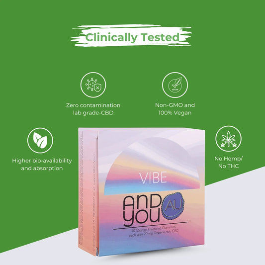 ANDYOU- Vibe&U Mood Uplift Gummies – 200mg CBD + Terpenes for Good Mood