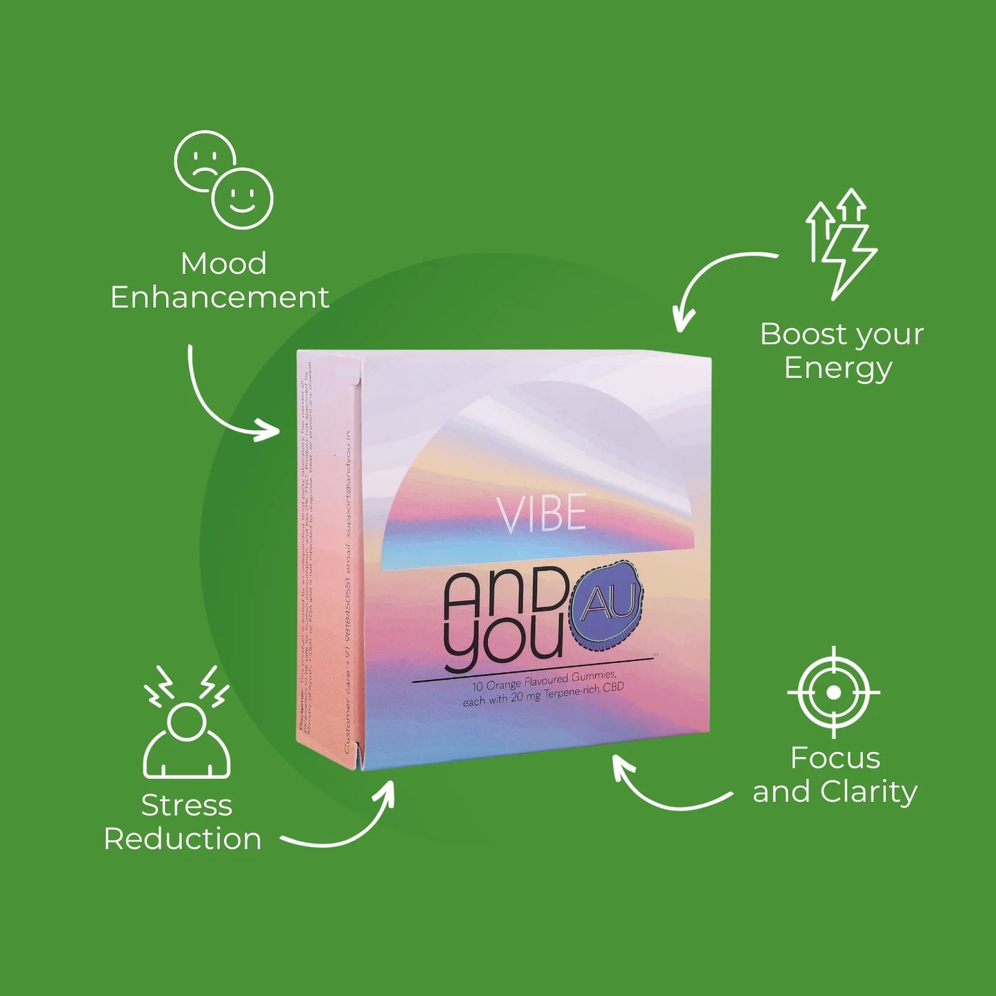 ANDYOU- Vibe&U Mood Uplift Gummies – 200mg CBD + Terpenes for Good Mood