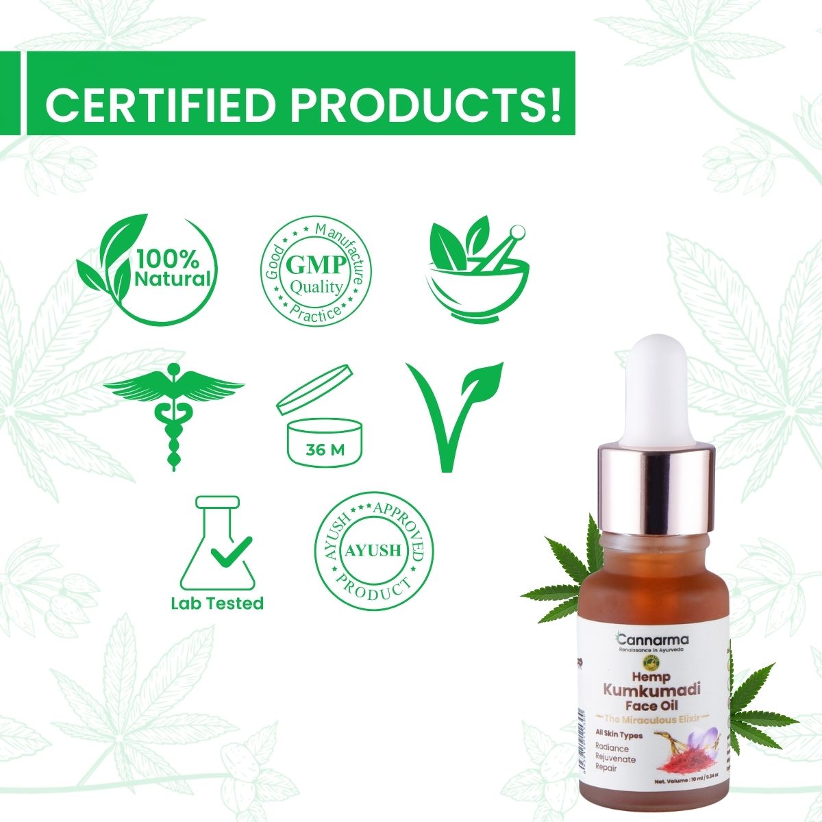 Cannarma Hemp Kumkumadi Tailam Face Oil (10ml)