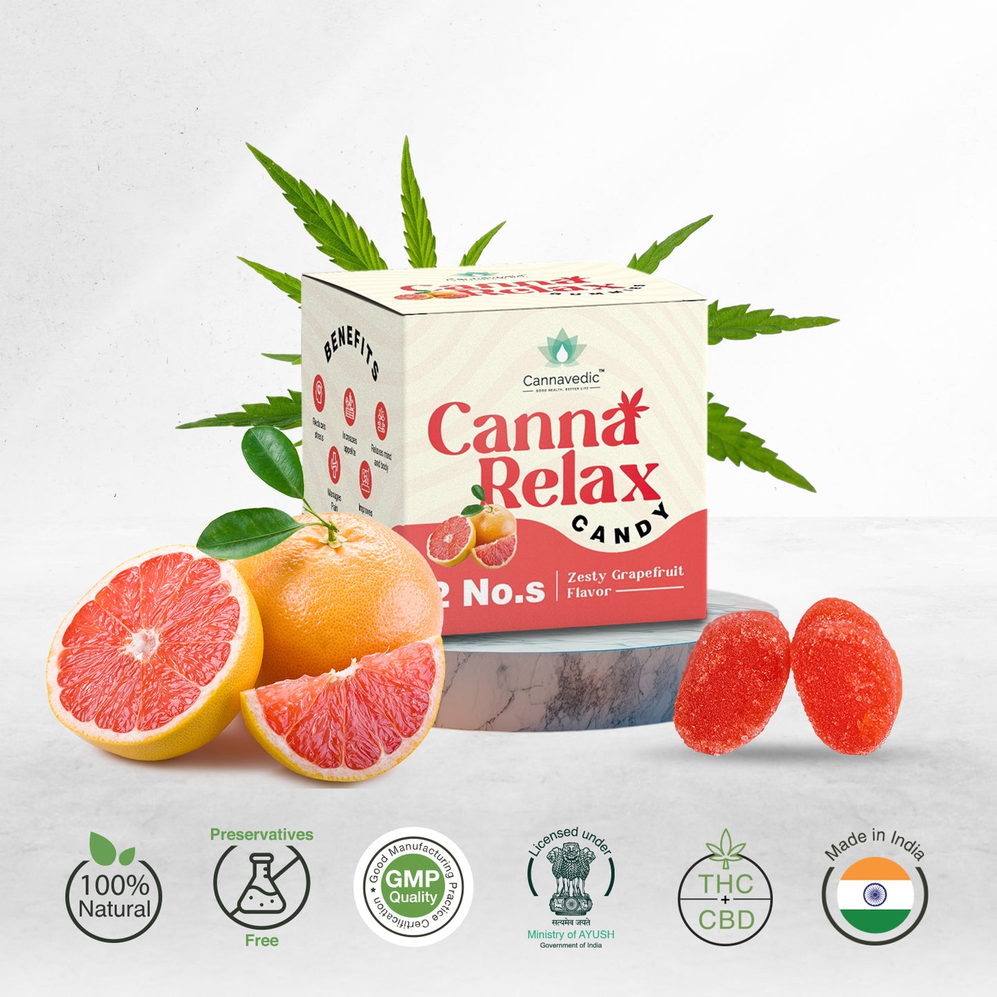 CANNAVEDIC-CannaRelax - Ayurvedic Vijaya Candy | Pack of 2 | (2:1|THC:CBD) - 60mg/ Candy