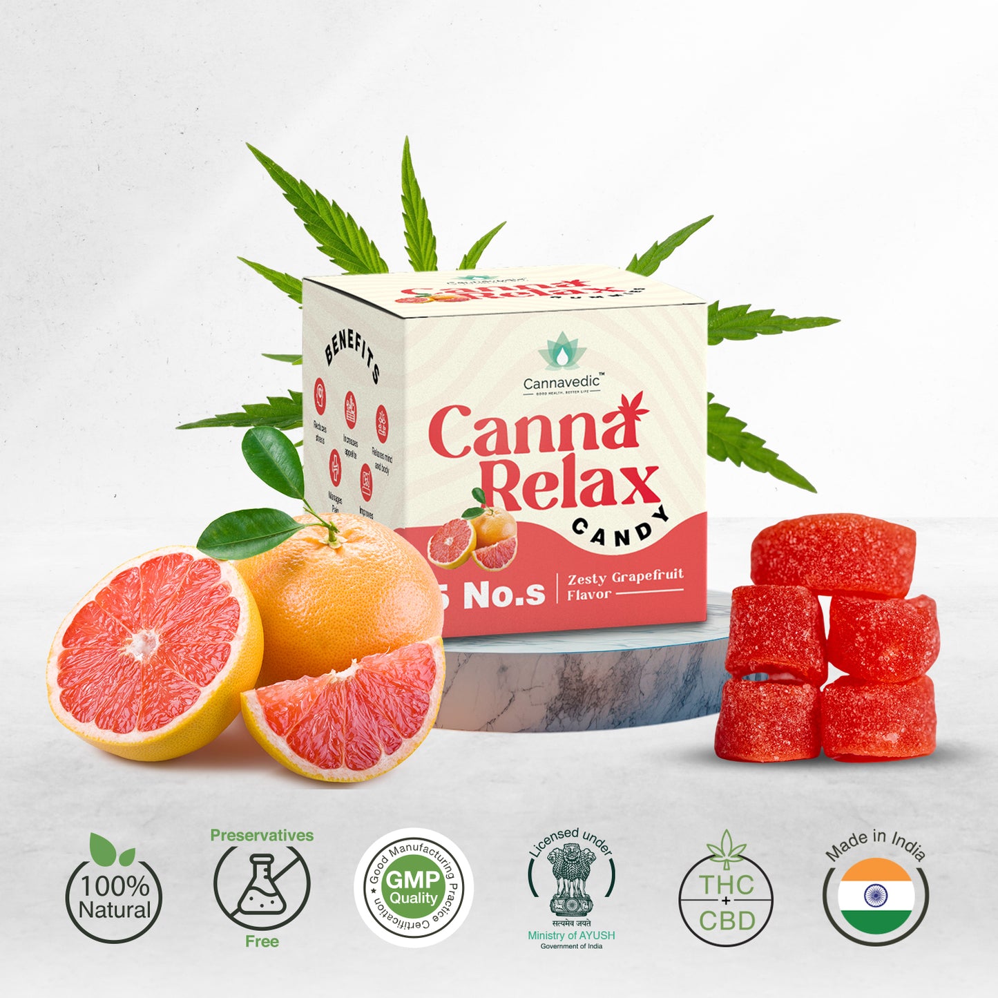 CANNAVEDIC- CannaRelax - Ayurvedic Vijaya Candy | Pack of 5 | (2:1|THC:CBD) - 60mg/ Candy