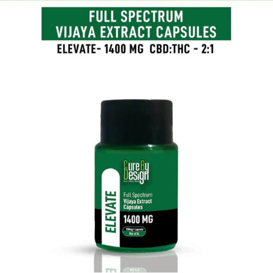 Cure By Design - Elevate |100mg/Capsule - CBD Dominant (2:1 - CBD:THC)