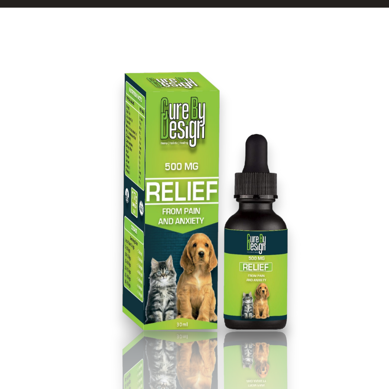 Cure By Design-Relief 500mg CBD Oil for Cats & Dogs