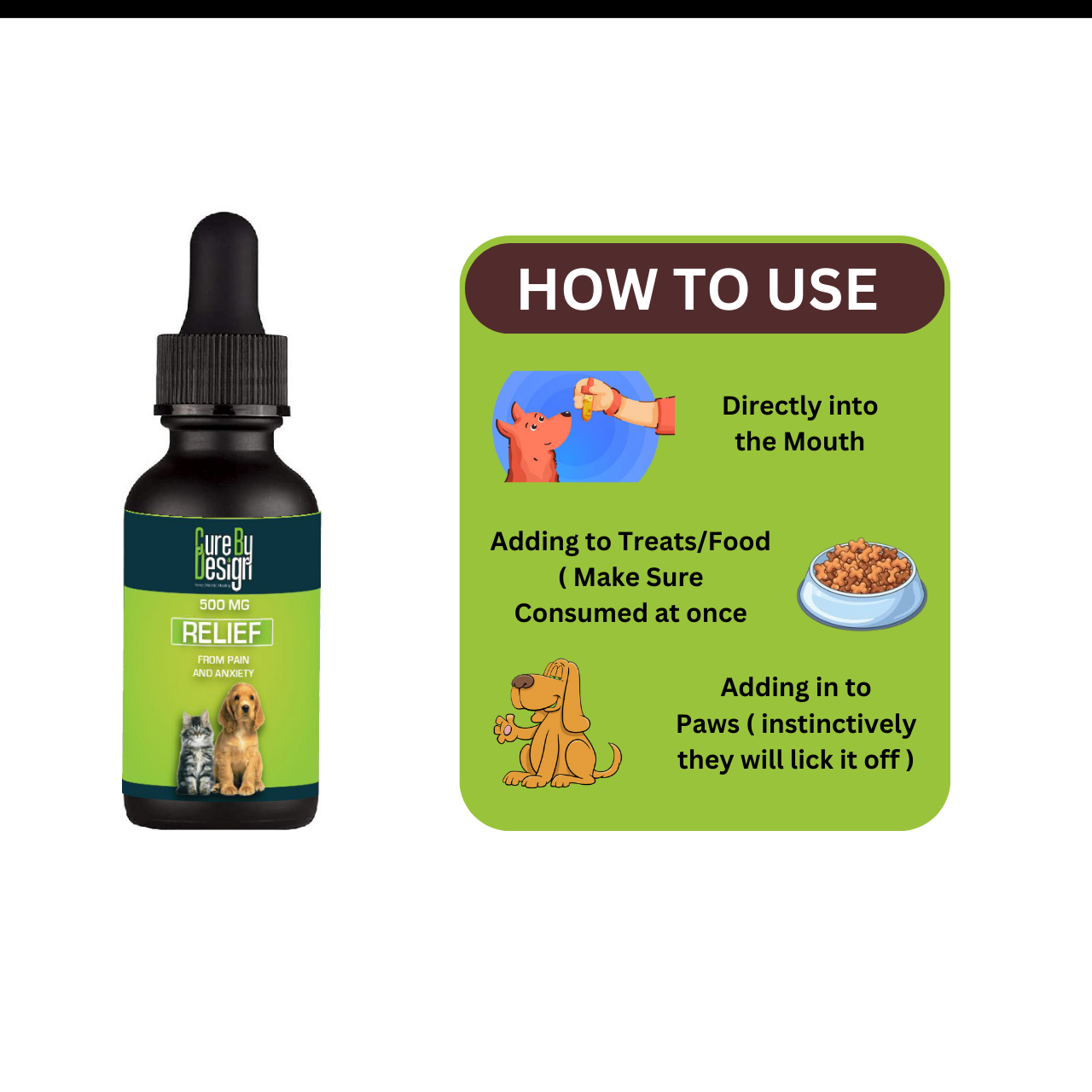 Cure By Design-Relief 500mg CBD Oil for Cats & Dogs