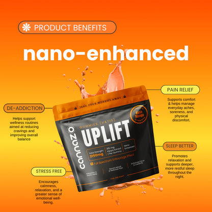 Cannazo- Uplift Gummies (Vatis) – 315mg Mango | Strong Support for Anxiety, Stress & Better Mood