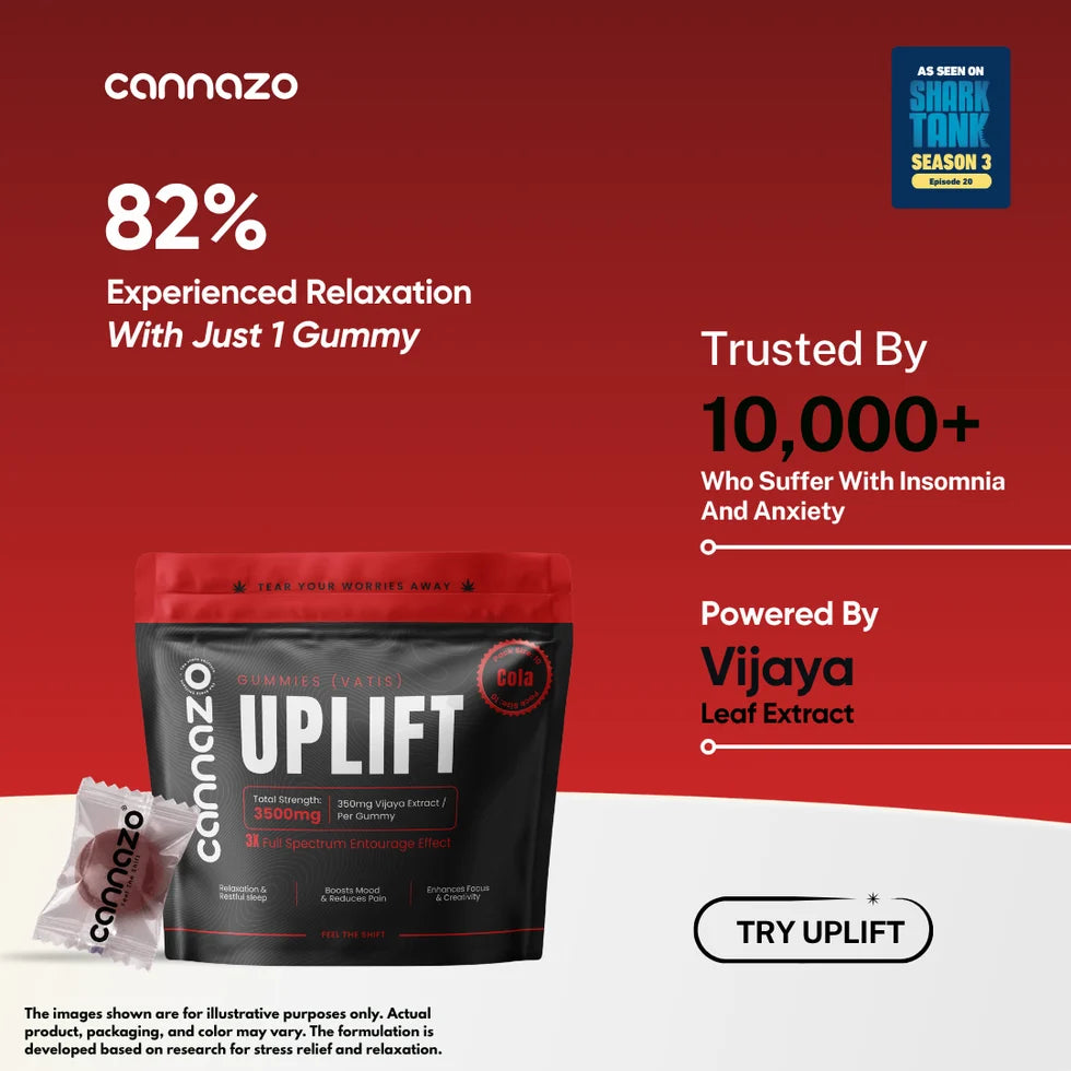 Cannazo- Uplift Gummies (Vatis) – 350mg Cola | For Insomnia (Better Sleep) Relief, Relaxation & Unwinding