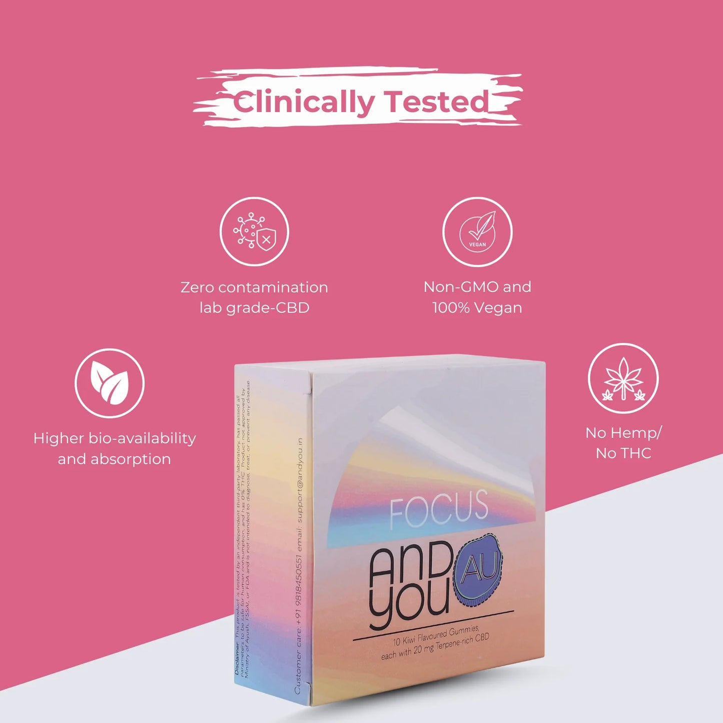 ANDYOU- Focus & U CBD Gummies – 200mg Relief for Stress & Anxiety