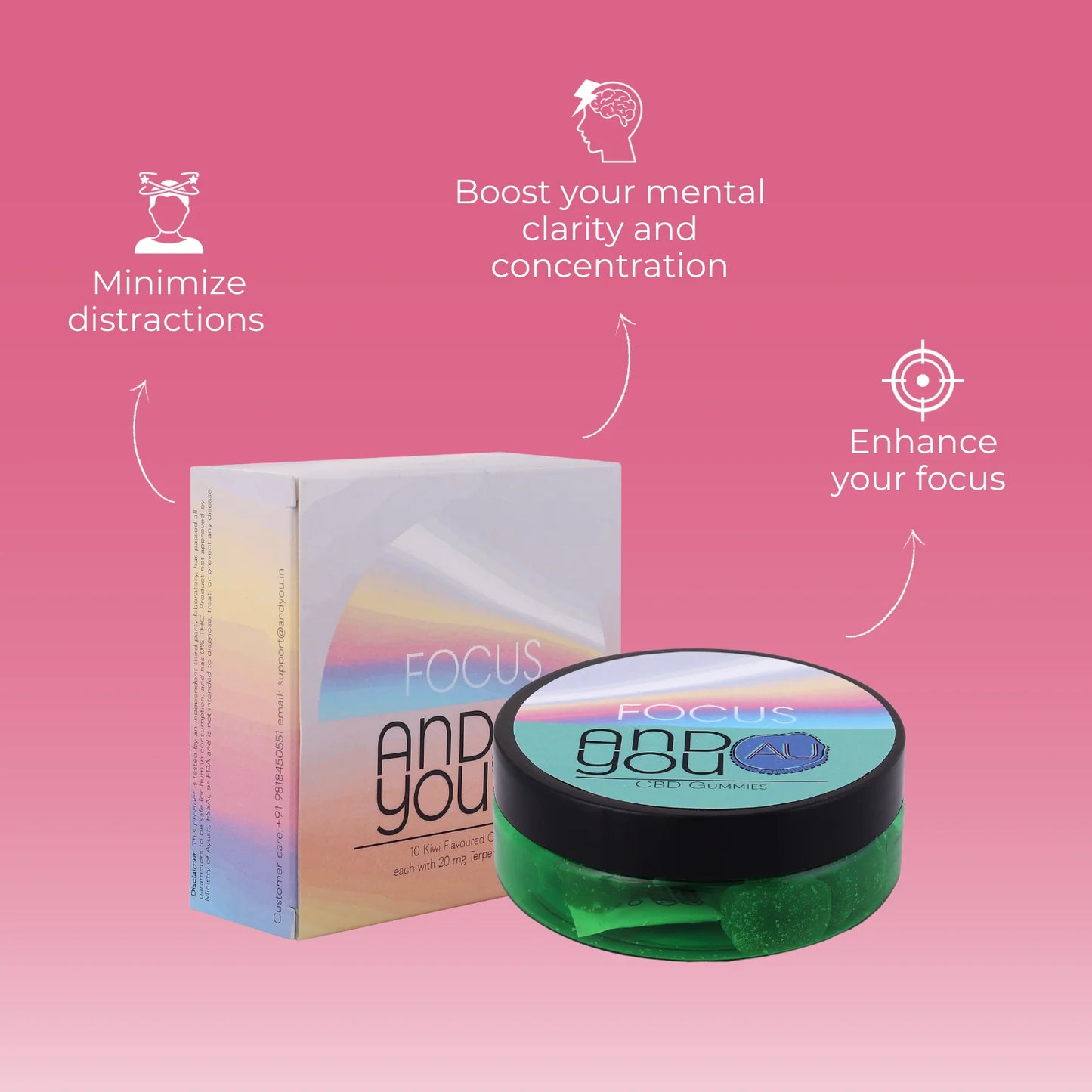 ANDYOU- Focus & U CBD Gummies – 200mg Relief for Stress & Anxiety