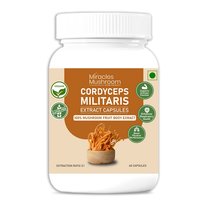 Miracles Mushroom Cordyceps Militaris – 100% Fruiting Body Extract (60 Capsules)