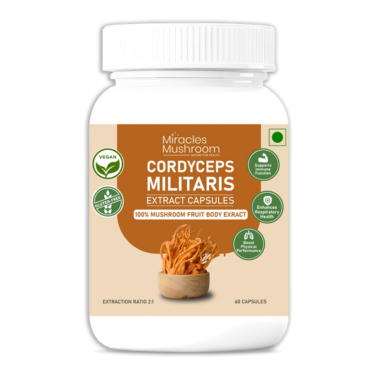 Miracles Mushroom Cordyceps Militaris – 100% Fruiting Body Extract (60 Capsules)