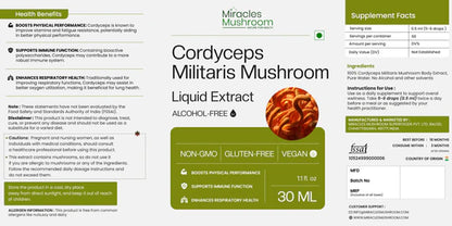 Miracles Mushroom Cordyceps Militaris Mushroom Liquid Extract  30ml