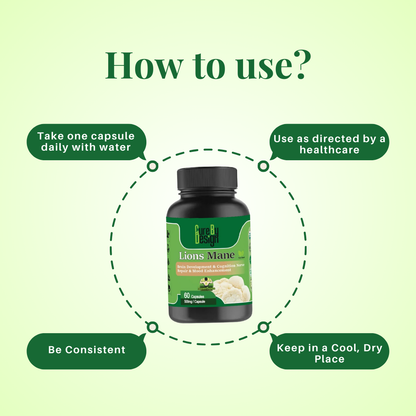 Cure By Design - Lions Mane – Enhance Your Cognitive Function & Memory(500mg/capsule)