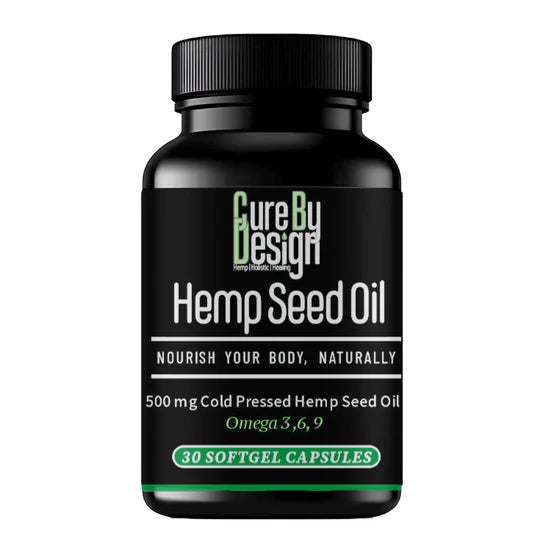 Cure By Design – Hemp Seed Oil Softgel Capsules (500mg)  Nourish from Within | Balance, Vitality & Wellness