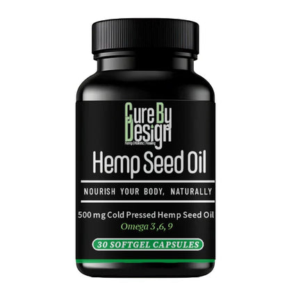 Cure By Design – Hemp Seed Oil Softgel Capsules (500mg)  Nourish from Within | Balance, Vitality & Wellness