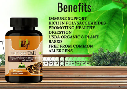 Cure by Design – Turkey Tail Capsules  Naturally Support Immunity | Reduce Inflammation | Enhance Vitality