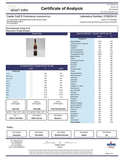 Anandamyde PURE- Premium Medical Cannabis Leaf Extract(10 ML)