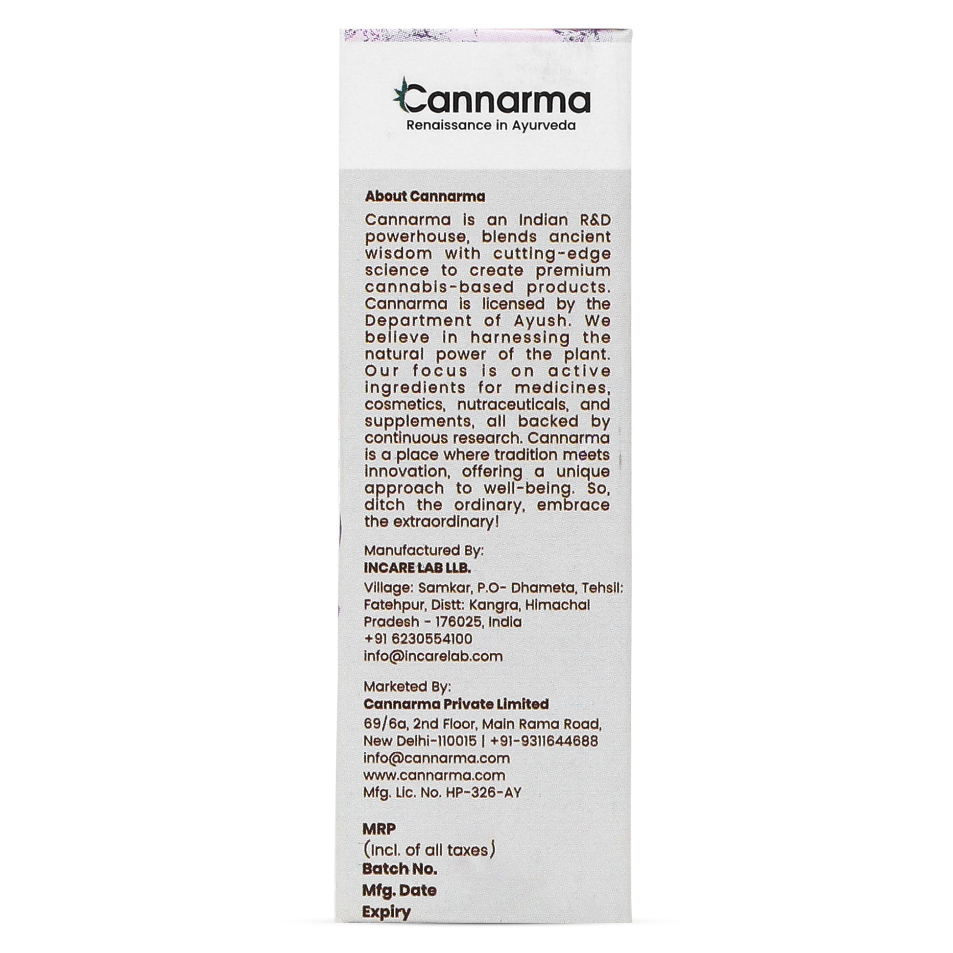 Cannarma Hemp Kumkumadi Tailam Face Oil 