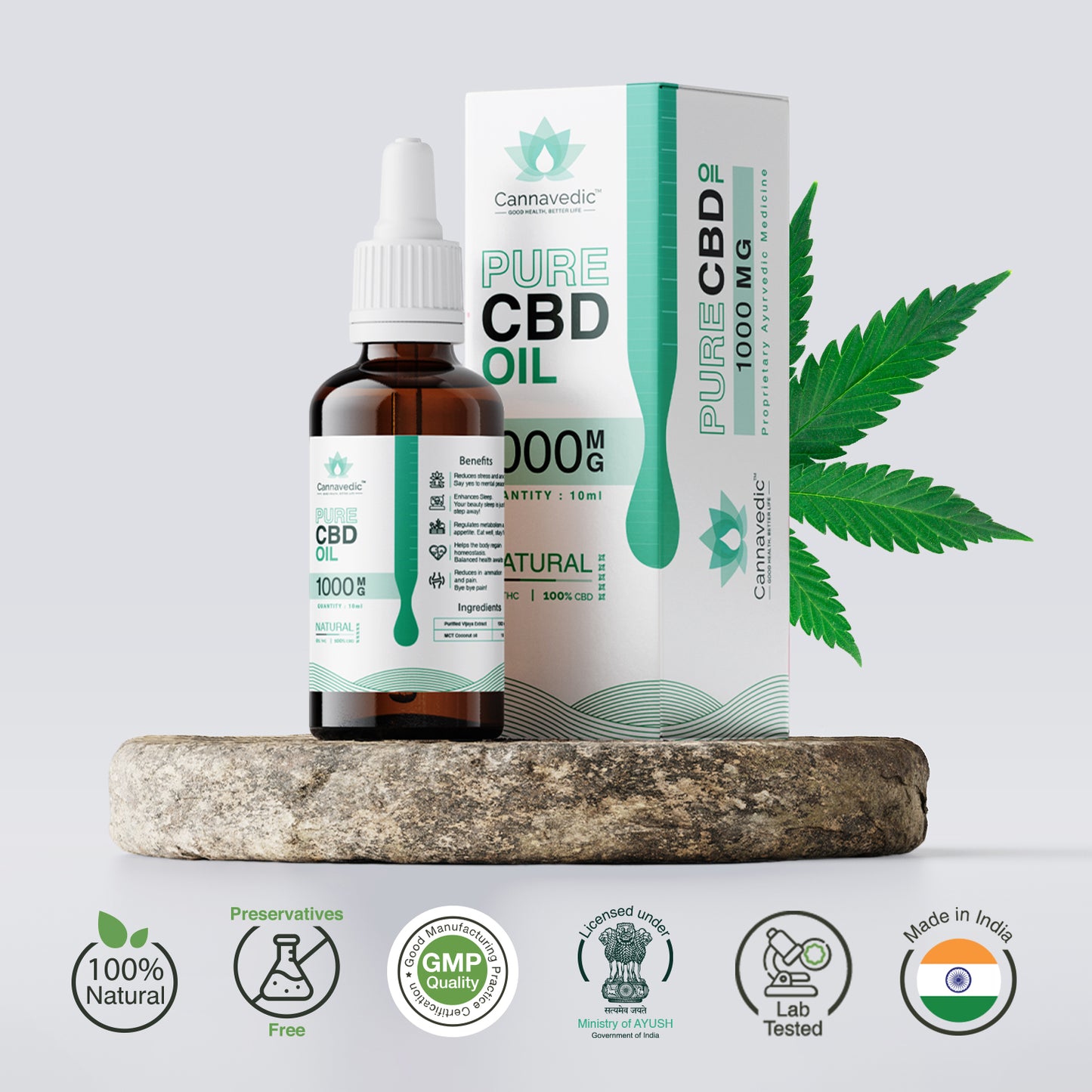 CANNAVEDIC-Pure CBD Oil Natural 1000mg