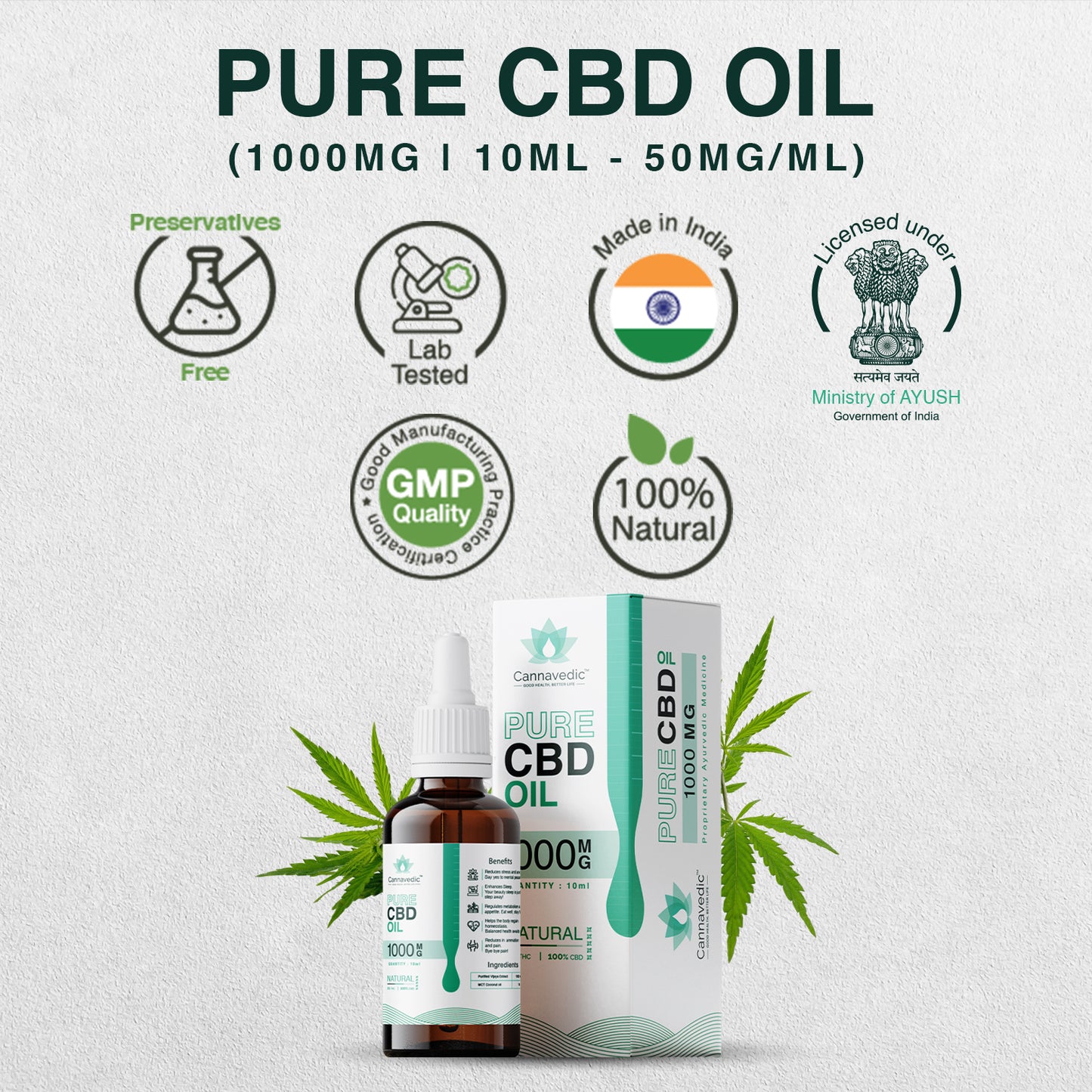 CANNAVEDIC-Pure CBD Oil Natural 1000mg