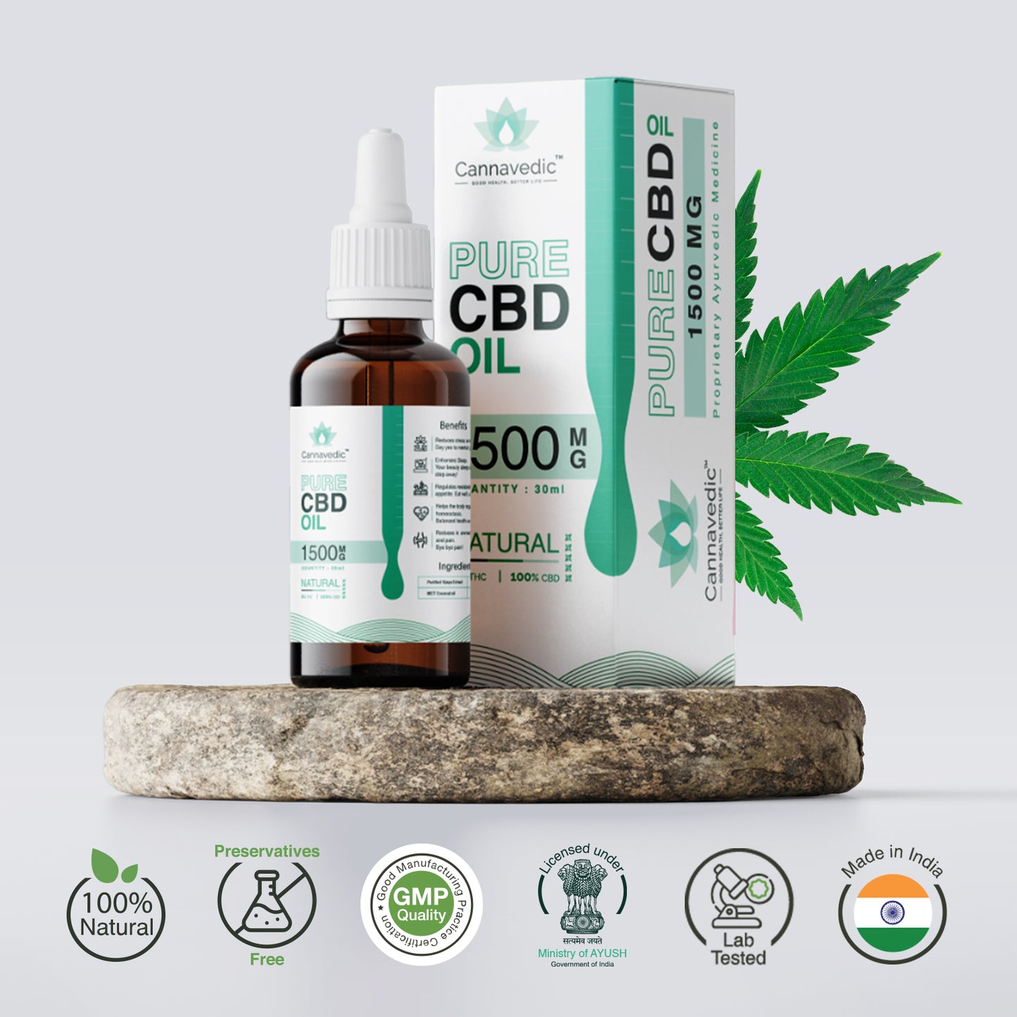 CANNAVEDIC-Pure CBD Oil Natural 1500mg | 30ml