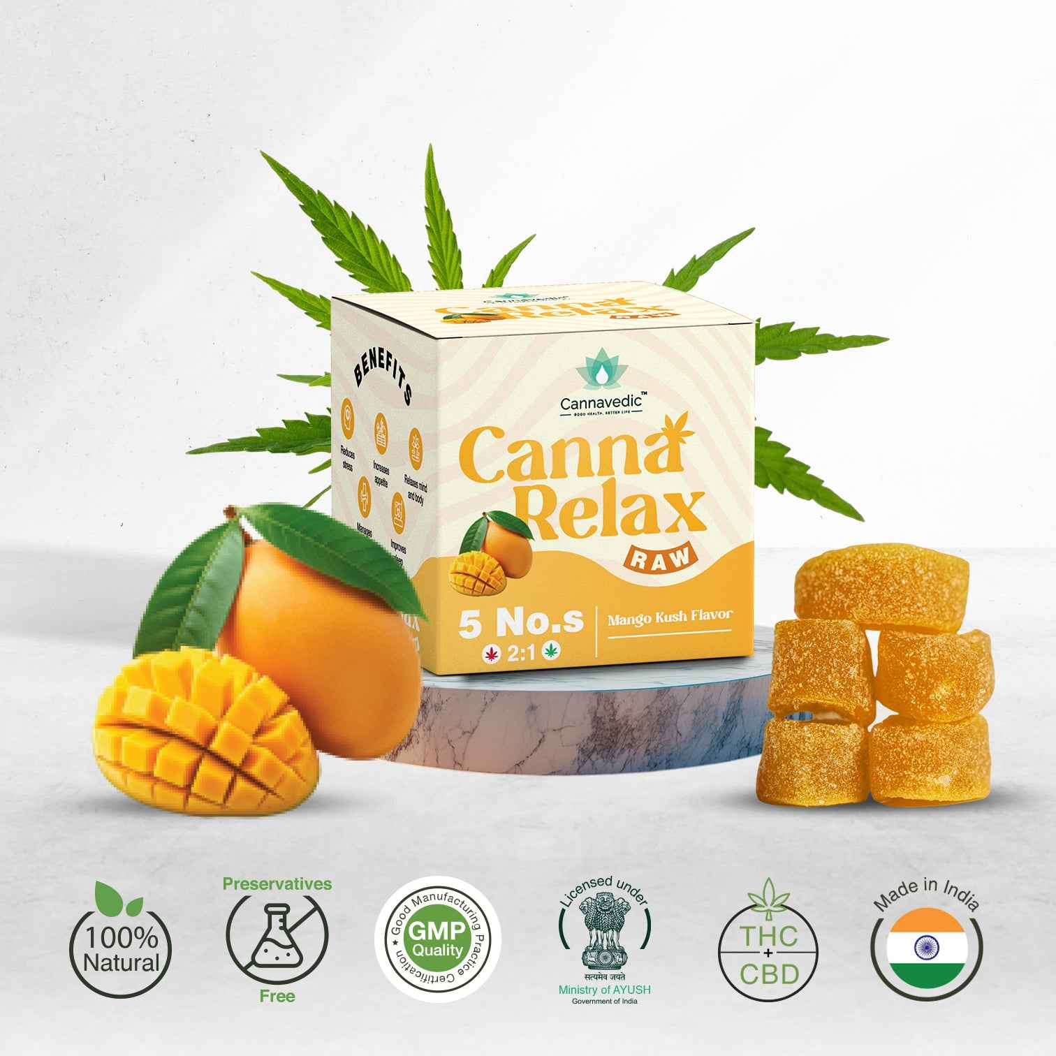Canna Relax RAW - Ayurvedic Vijaya Candy | Pack of 5/10/20 Candies | (2:1 |THC:CBD) -30mg/Candy