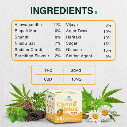 Canna Relax RAW - Ayurvedic Vijaya Candy | Pack of 5/10/20 Candies | (2:1 |THC:CBD) -30mg/Candy