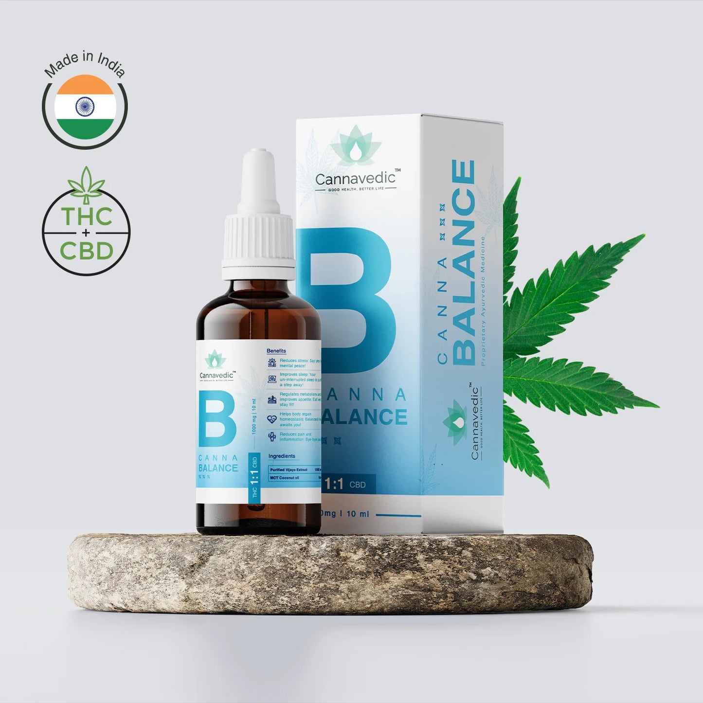 CANNAVEDIC-CannaBalance THC+CBD Oil (1:1|THC:CBD)1000mg | 10ml