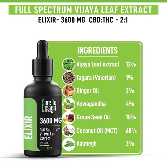Cure By Design – Vijaya Extract Elixir (12% CBD | 3600mg Full Spectrum (CBD:THC 2:1)