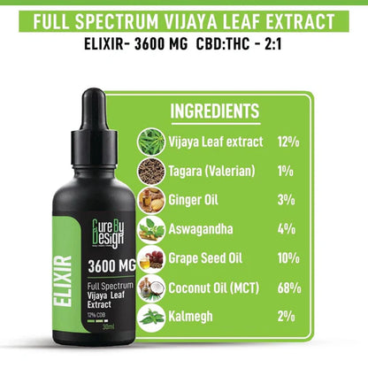 Cure By Design – Vijaya Extract Elixir (12% CBD | 3600mg Full Spectrum (CBD:THC 2:1)