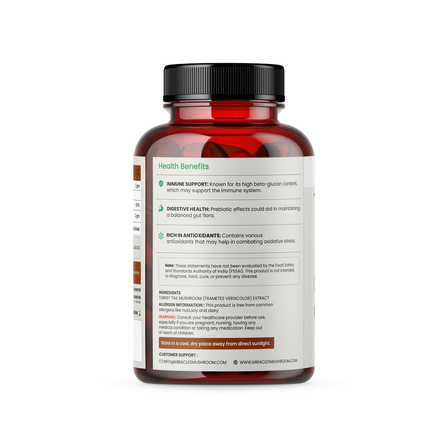 Miracles Mushroom : Turkey Tail Mushroom Extract Powder 60g